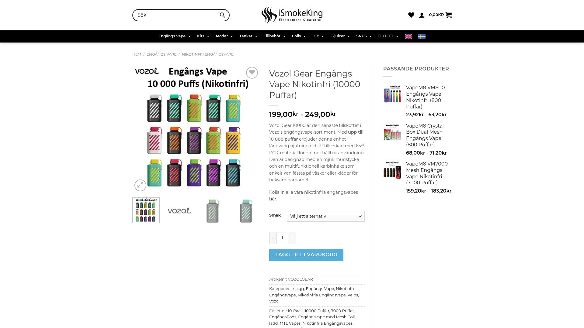 7 Bästa Puff Sverige Alternativen 2025 - Vozol Gear 10000 Puff Engångs Vape Nikotinfri