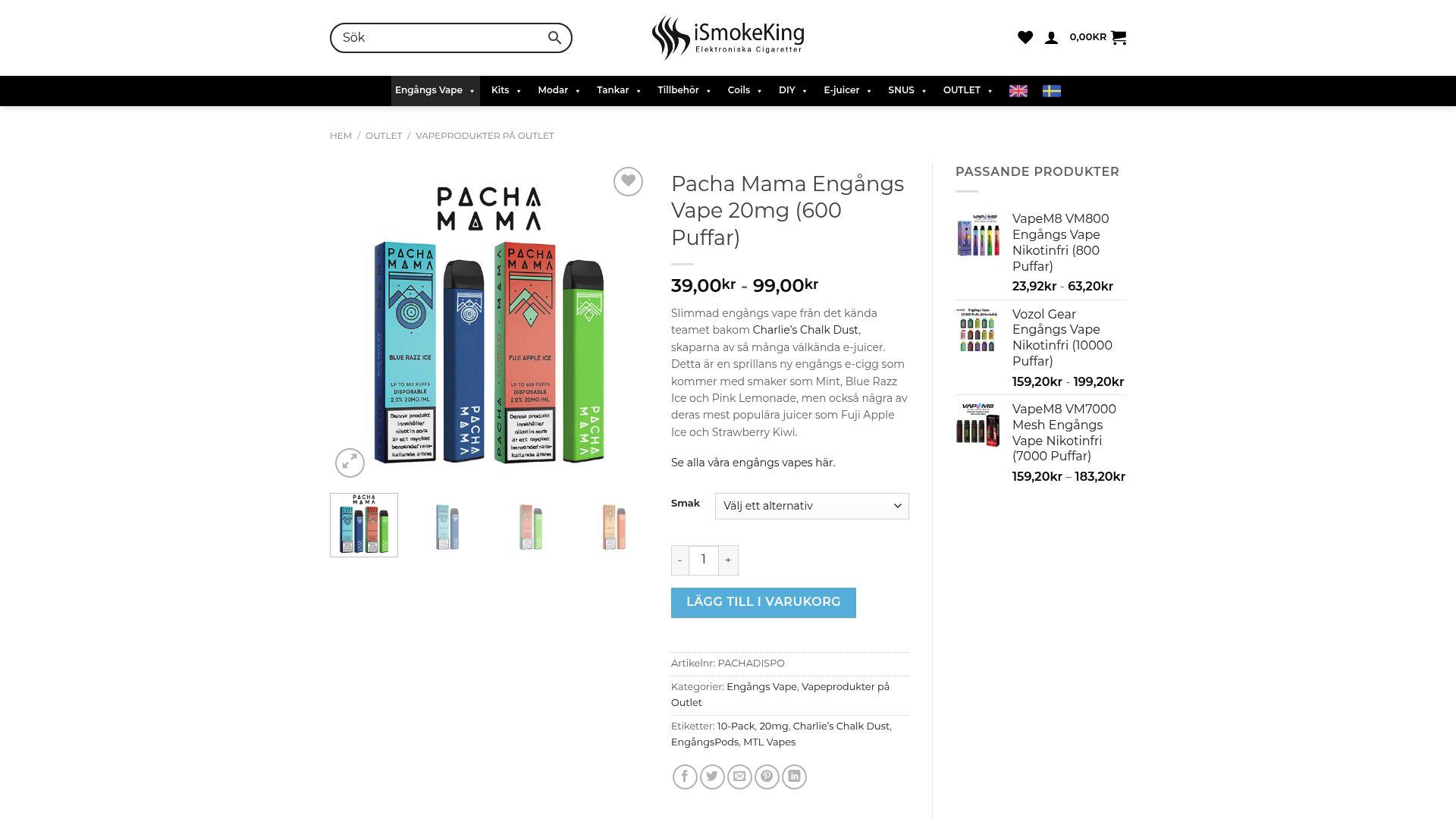 7 Bästa Puff Sverige Alternativen 2025 - Pacha Mama Engångs Vape Pod 600 Puffar