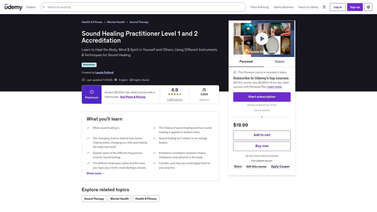 7 Top Mental Health Courses to Boost Your Wellbeing in 2026 - Sound Healing Practitioner Level 1 and 2 – Udemy