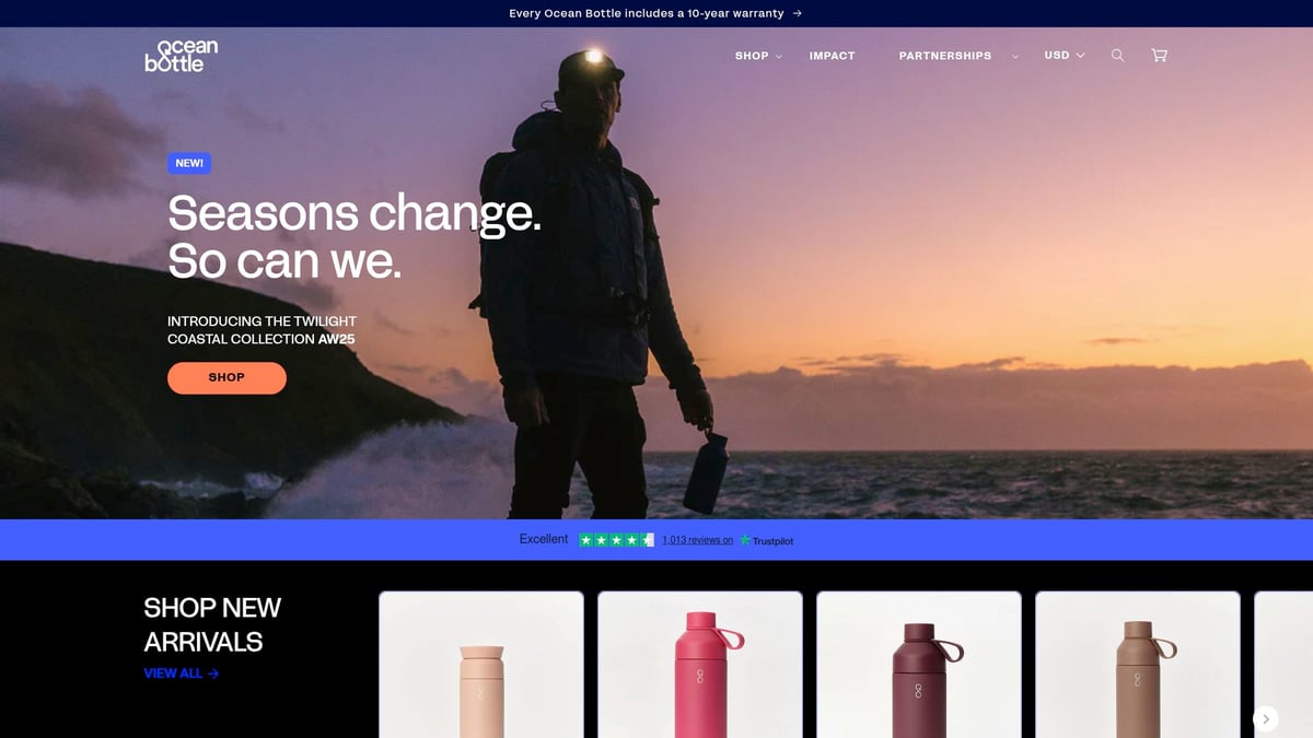 7 Luovinta Liike Ja Mainoslahjat Kierrätysmateriaaleista 2025 - Ocean Bottle – Kierrätysmuovista valmistettu juomapullo