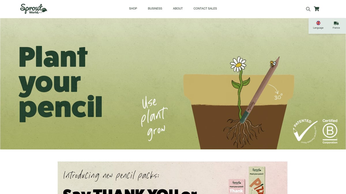 7 Luovinta Liike Ja Mainoslahjat Kierrätysmateriaaleista 2025 - Sprout Pencil – Istutettava kynä kierrätysmateriaalista