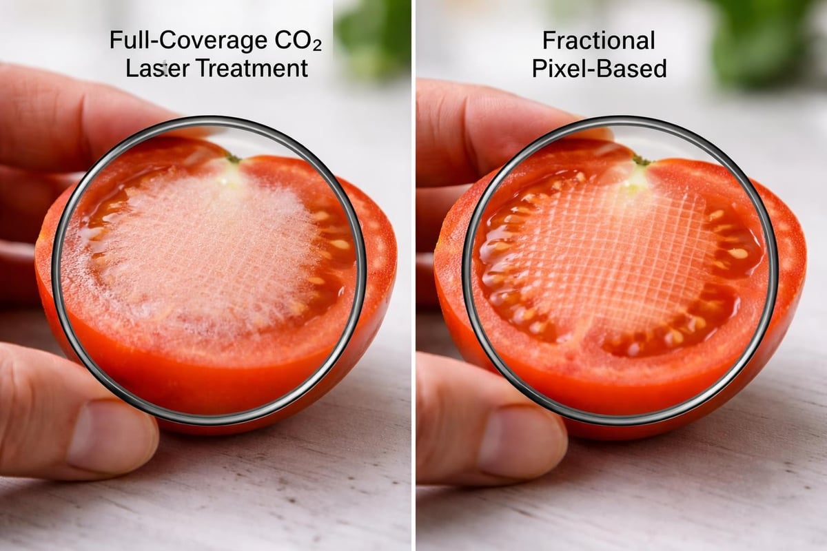 CO2 laser treatment zones