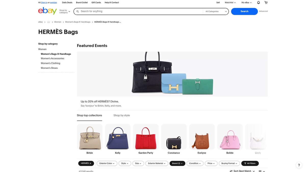 Top 7 eBay Designer Handbags to Shop in 2026 - Hermès Kelly 32 Harlequin (Multicolore Taurillon Clemence) – $16,875.00