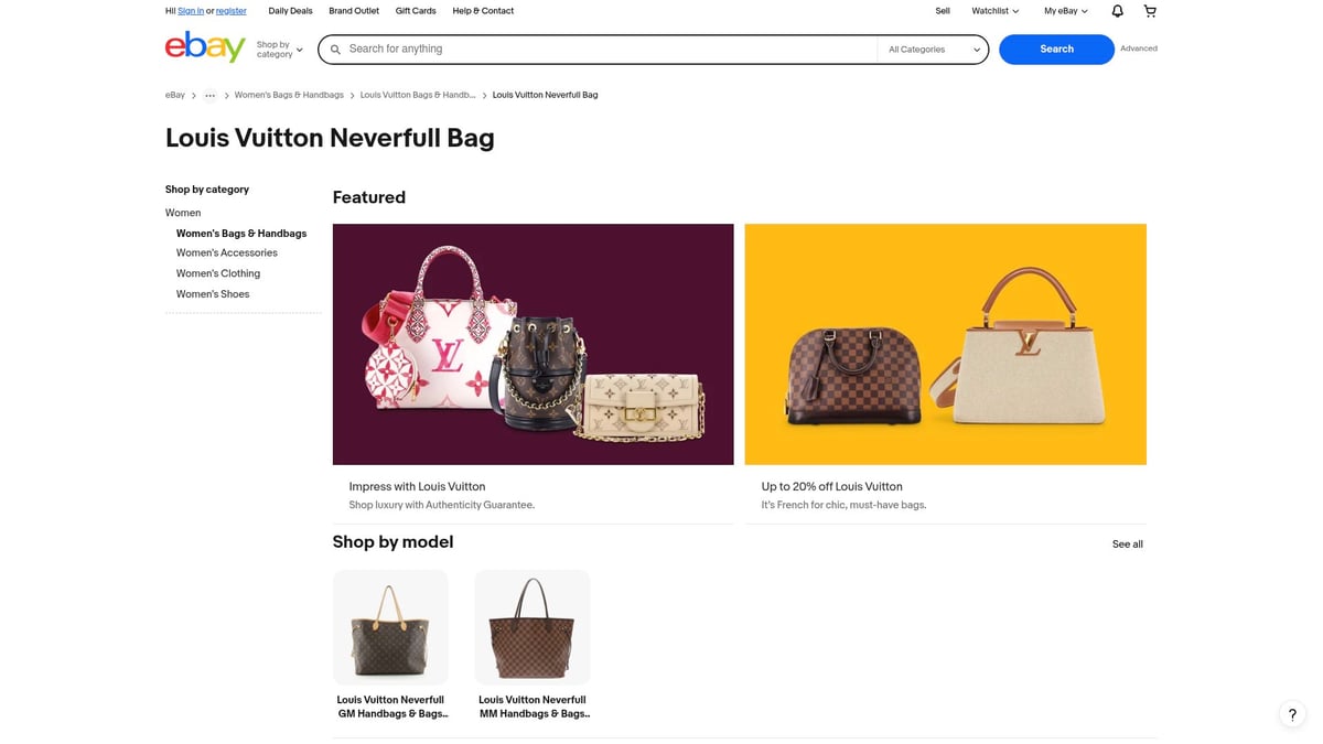 Top 7 eBay Designer Handbags to Shop in 2026 - Louis Vuitton Neverfull Tote (Monogram Canvas) – From $1,200