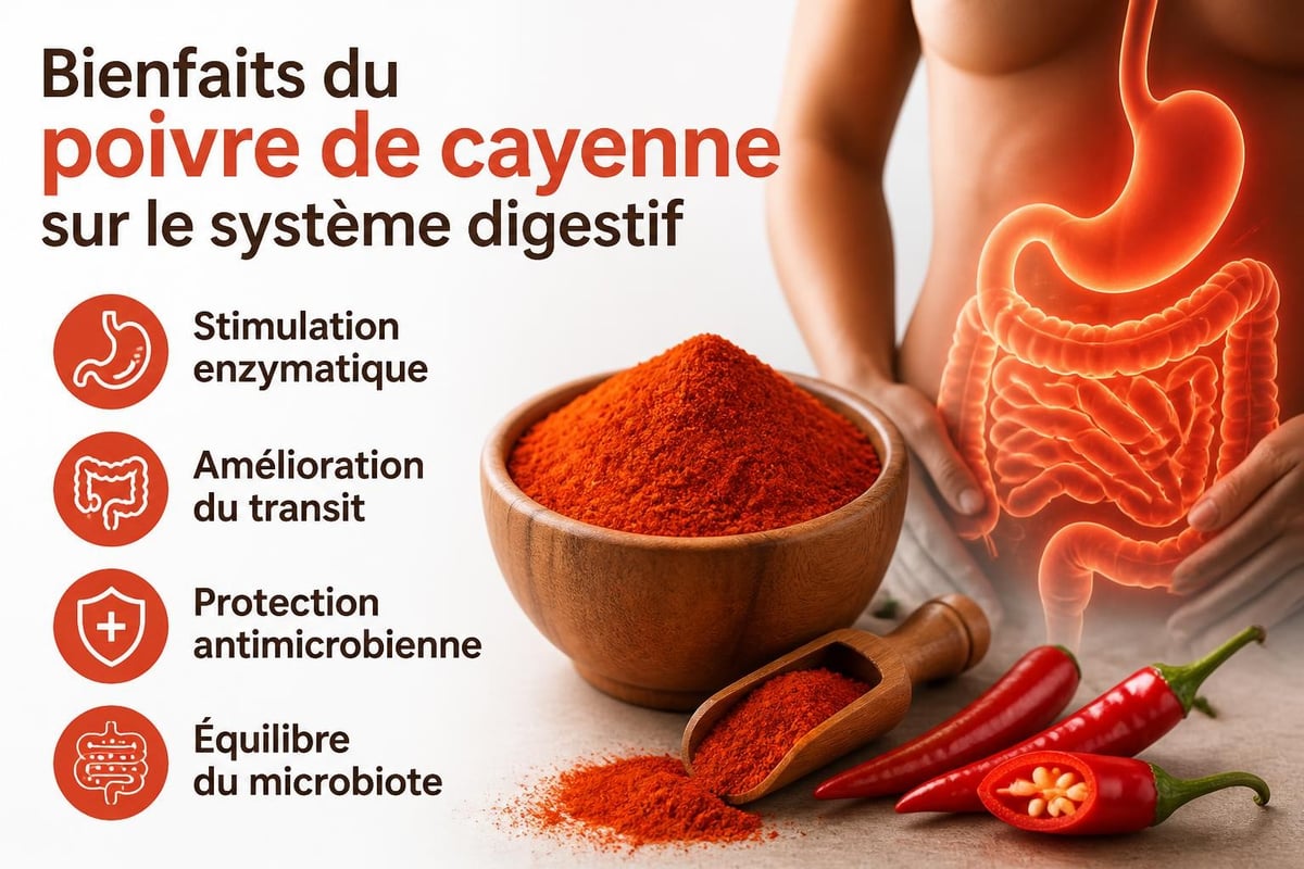 Effets digestifs du poivre de cayenne