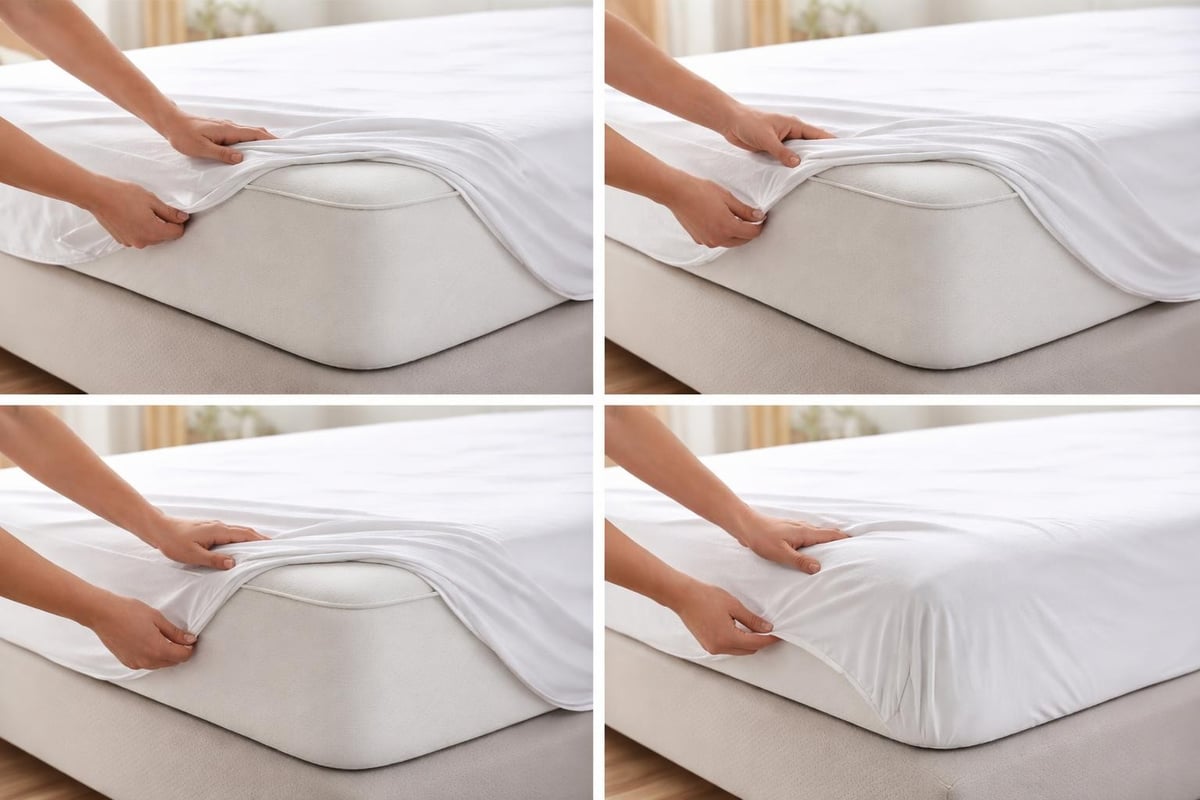 Fitted sheet corner technique