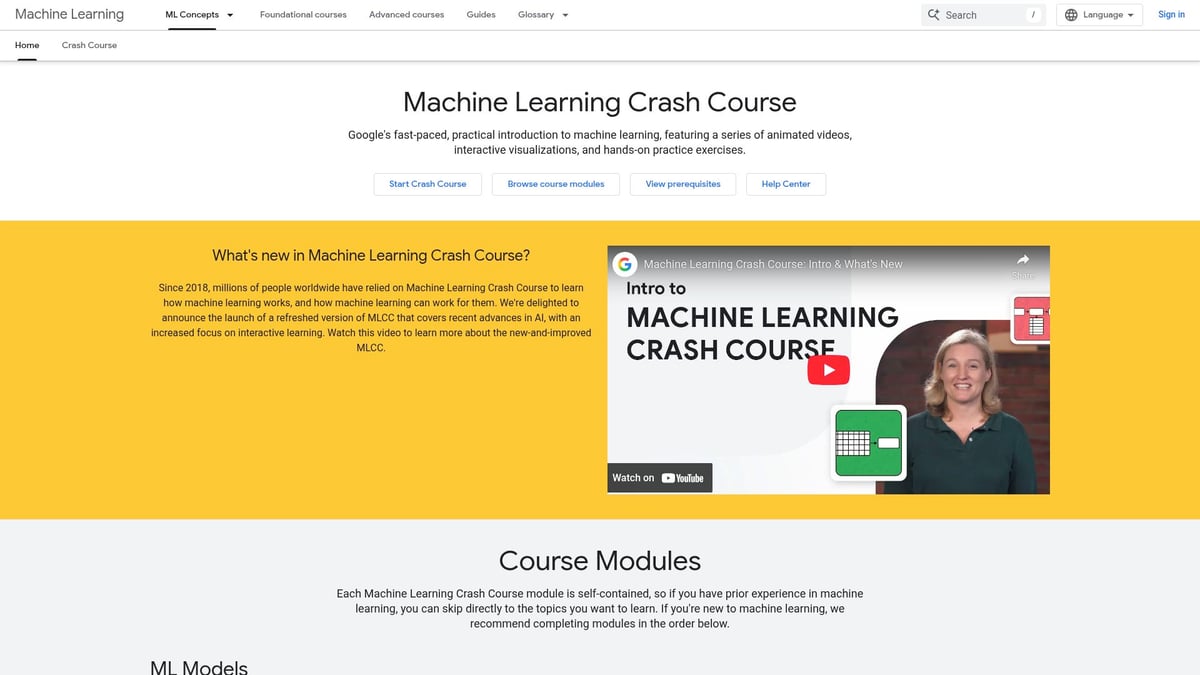 Top 8 Picks for the Best Course in Machine Learning 2026 - Machine Learning Crash Course — Google AI