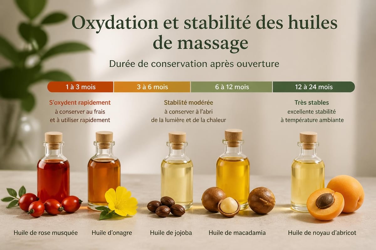 Shelf life comparison massage oils