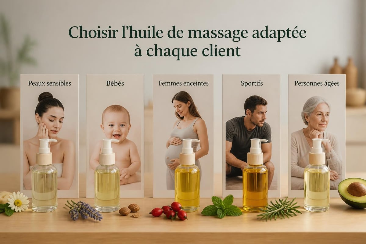 Massage oil selection by client profile