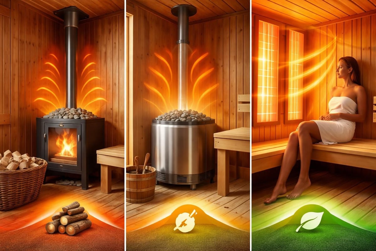 Traditional versus infrared sauna heating comparison
