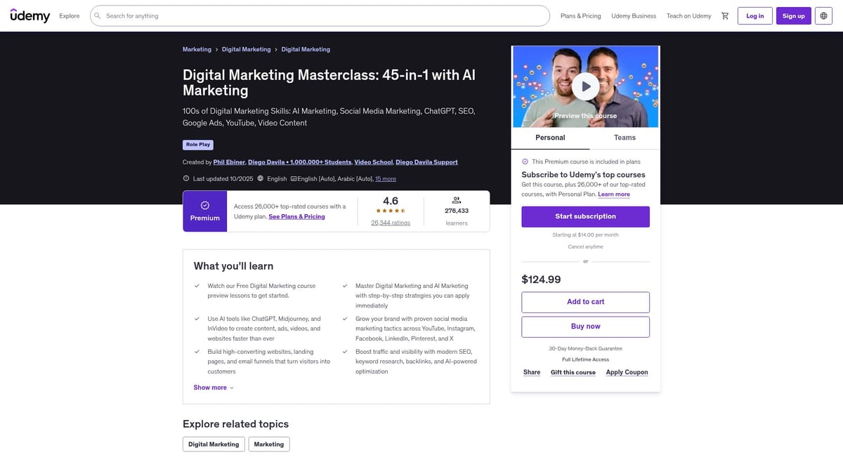 7 Best Udemy Digital Marketing Courses to Take in 2026 - Digital Marketing Masterclass: 45-in-1 with AI Marketing