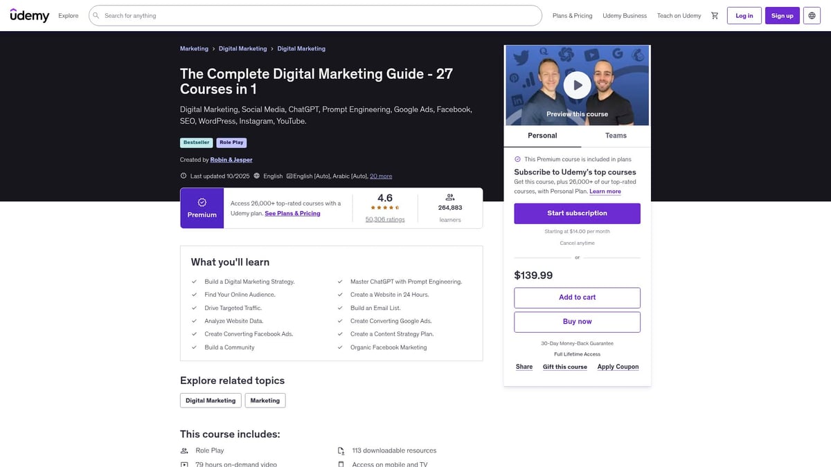 7 Best Udemy Digital Marketing Courses to Take in 2026 - The Complete Digital Marketing Guide - 27 Courses in 1
