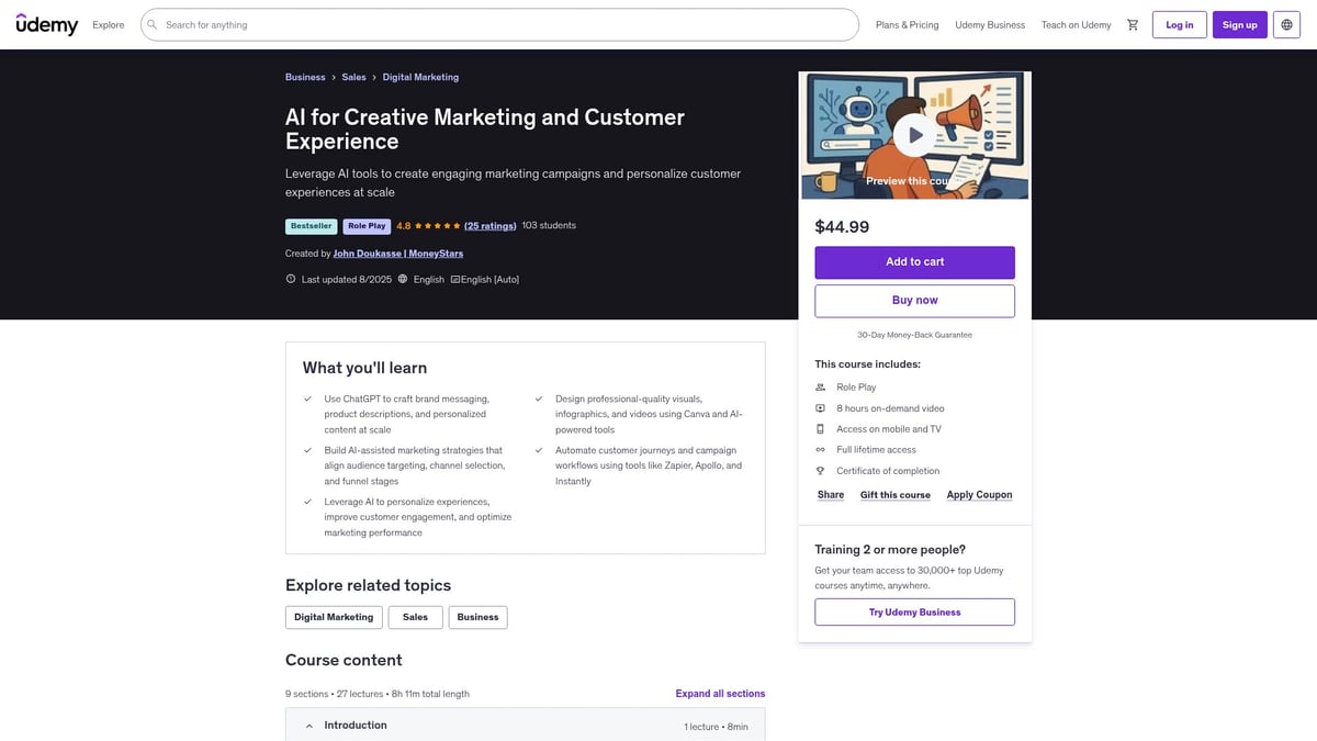 7 Best Udemy Digital Marketing Courses to Take in 2026 - AI for Creative Marketing and Customer Experience