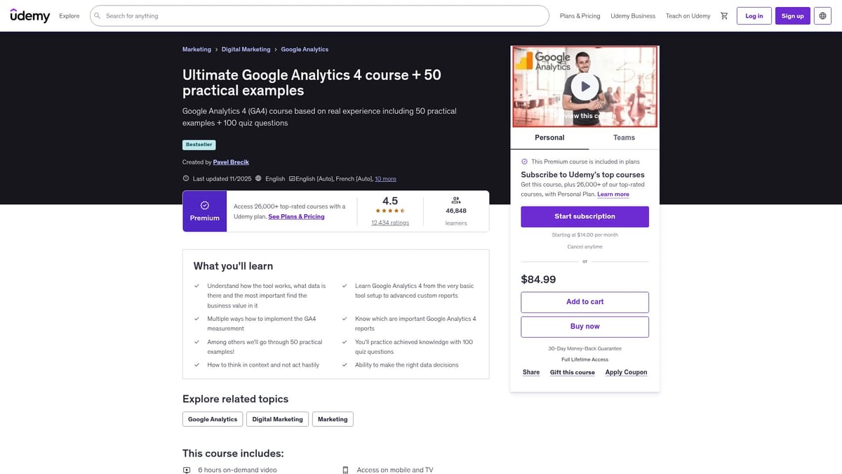 7 Best Udemy Digital Marketing Courses to Take in 2026 - Ultimate Google Analytics 4 course + 50 practical examples