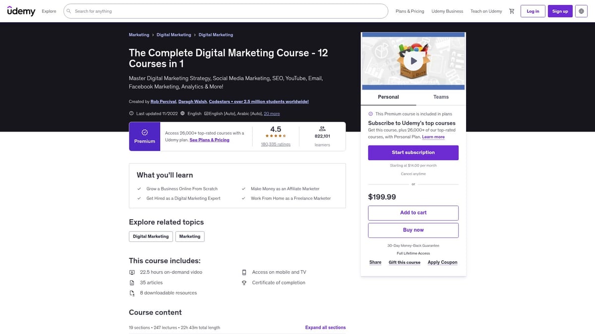 7 Best Udemy Digital Marketing Courses to Take in 2026 - The Complete Digital Marketing Course - 12 Courses in 1