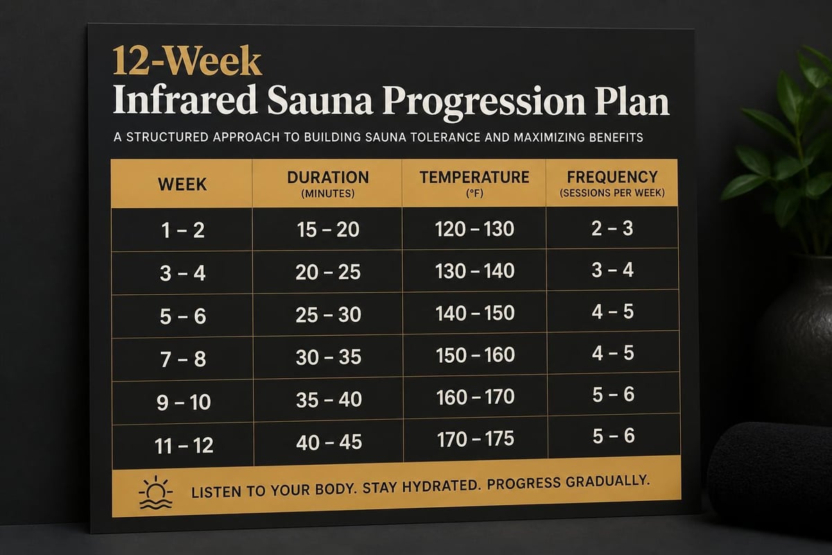 Safe sauna progression timeline