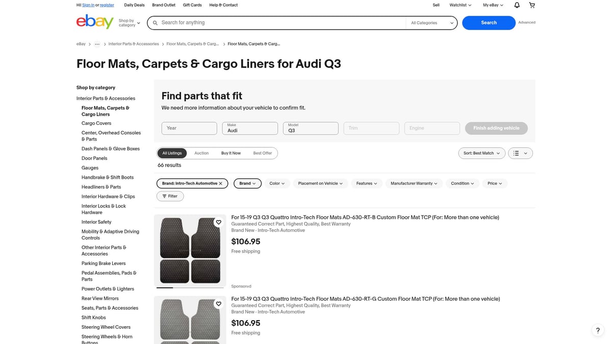 Top 7 Audi Q3 Floor Mat Picks for Style and Protection 2025 - Intro-Tech Automotive HEXOMAT Custom Fit Floor Mats