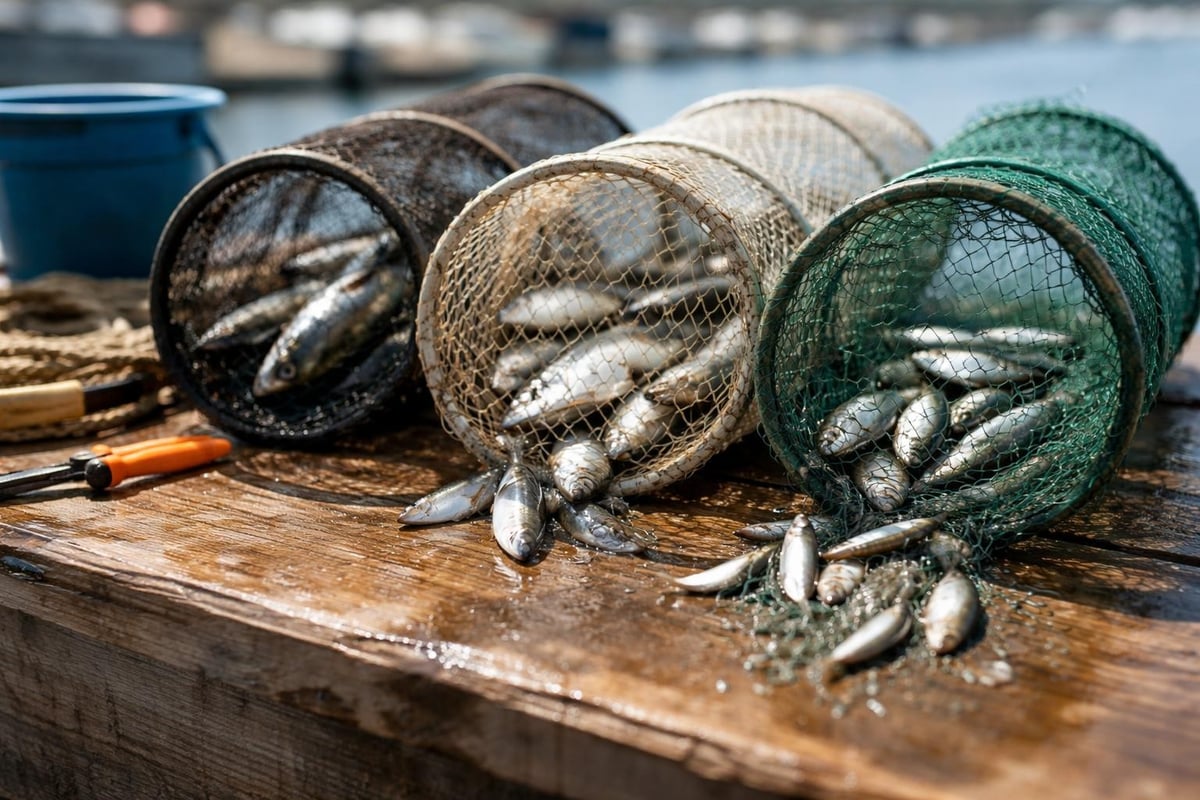 Bait net mesh comparison