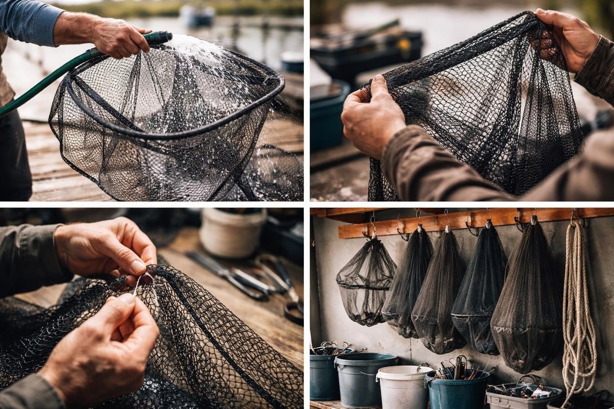 Fishing bait net maintenance workflow