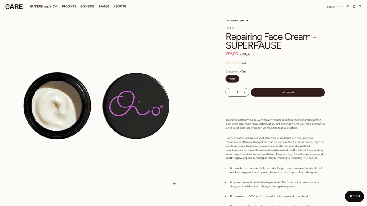 Top 10 Moisturizers Incontournables À Découvrir En 2026 - Oio Lab Repairing Face Cream - SUPERPAUSE