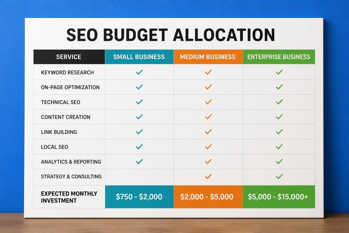 SEO pricing by business size