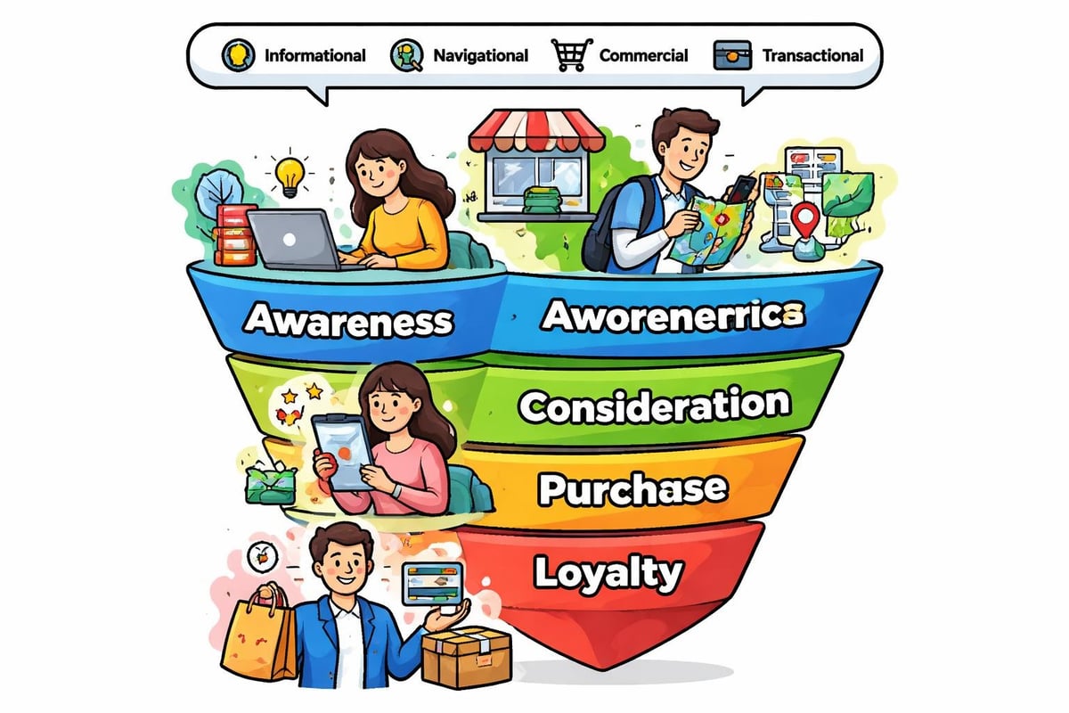 Search intent types guiding content strategy