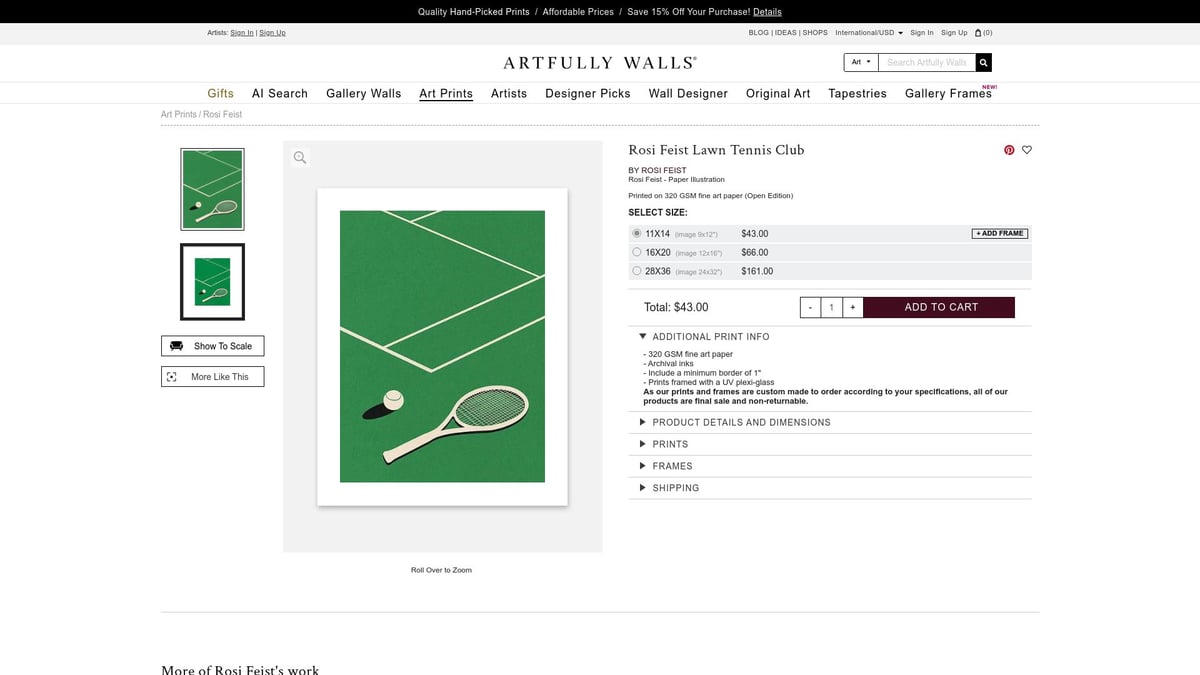 8 Inspiring Tennis Art Ideas to Elevate Your Space in 2025 - Rosi Feist Lawn Tennis Club Print (Artfully Walls)