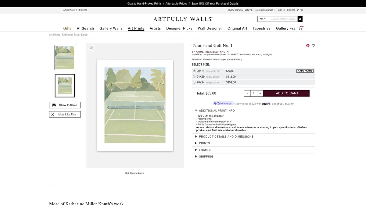 8 Inspiring Tennis Art Ideas to Elevate Your Space in 2025 - Tennis and Golf No. 1 by Katherine Miller Knuth (Artfully Walls)
