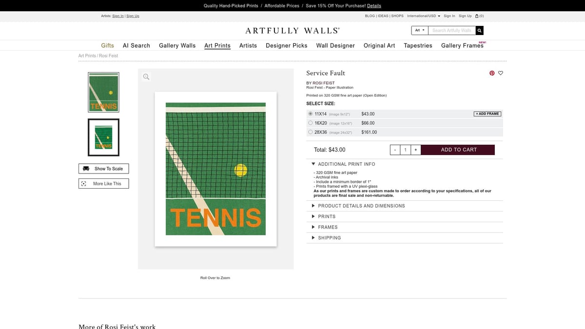 8 Inspiring Tennis Art Ideas to Elevate Your Space in 2025 - Service Fault by Rosi Feist (Artfully Walls)