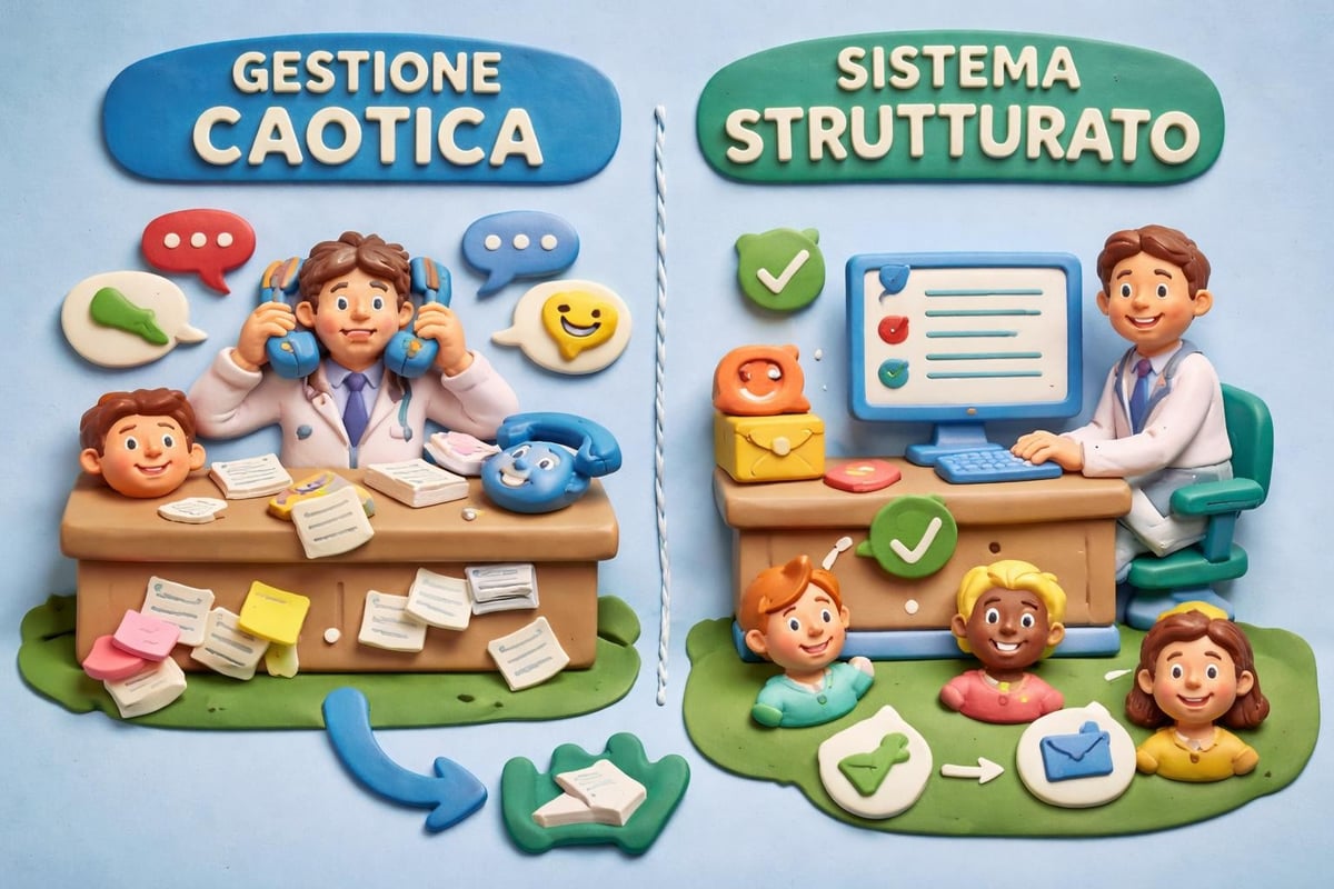 Confronto tra flusso di lavoro disordinato e organizzato