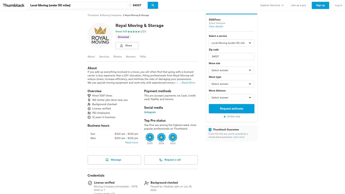 7 Best Bay Area Movers to Hire in 2026 - Royal Moving & Storage