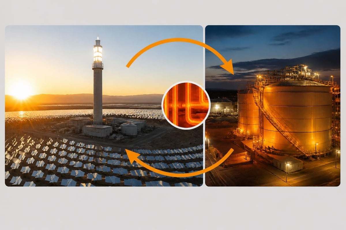 Concentrated solar power thermal storage process