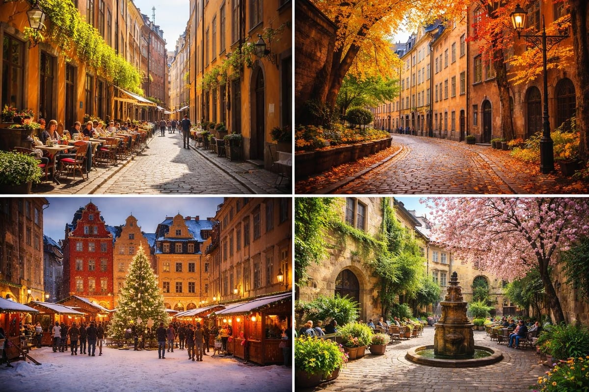 Stockholm Old Town through seasons