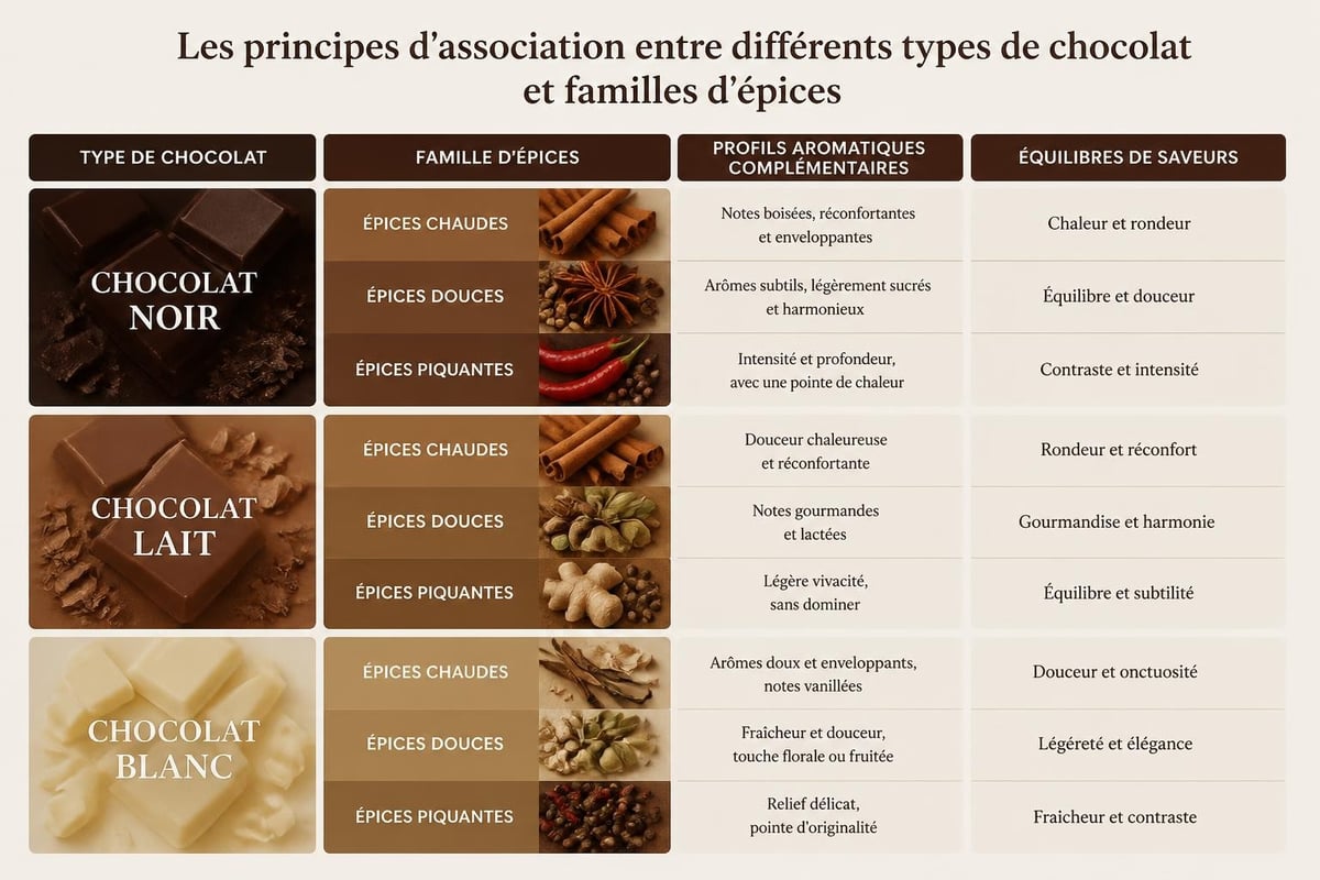Associations chocolat épices
