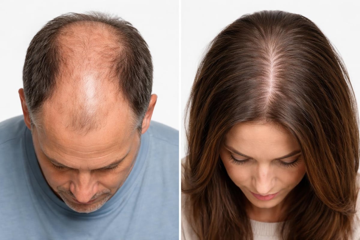 Male and female hair loss patterns