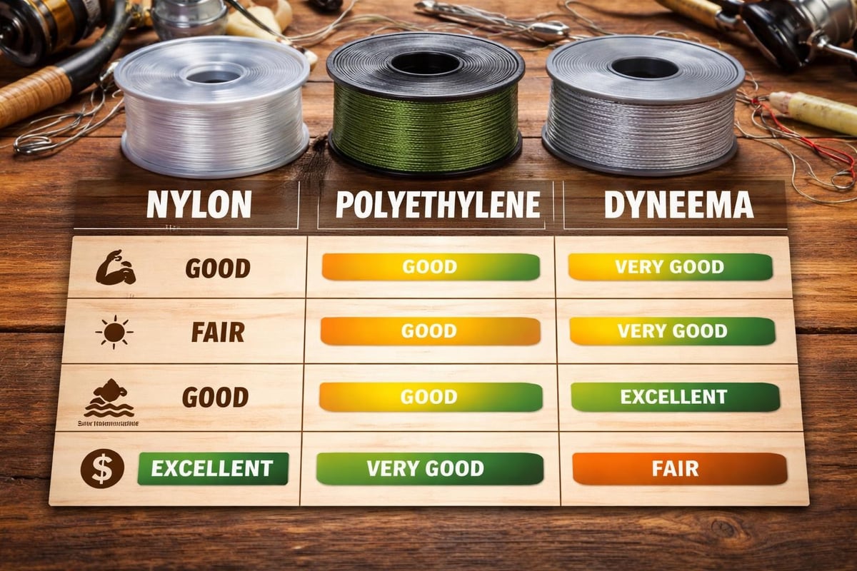 Fishing tackle material comparison