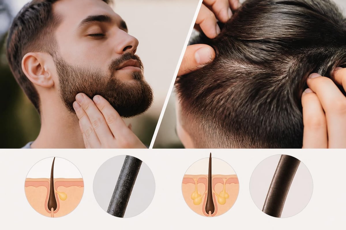 Beard hair structure vs scalp hair
