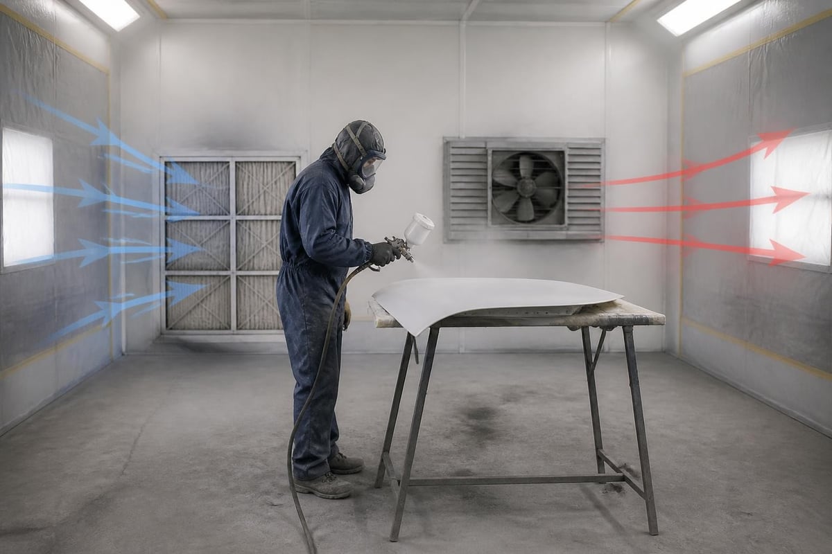 Ventilation setup for spray painting