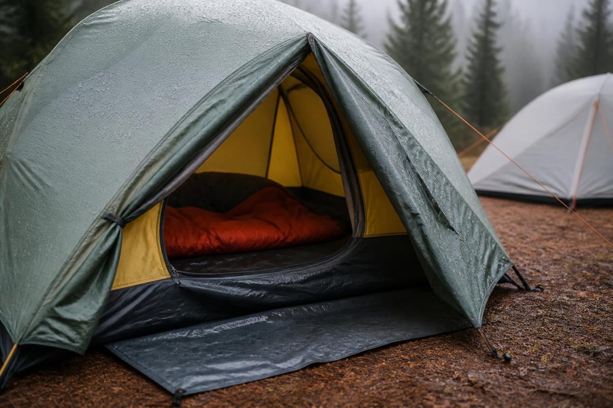 Tent weatherproofing features