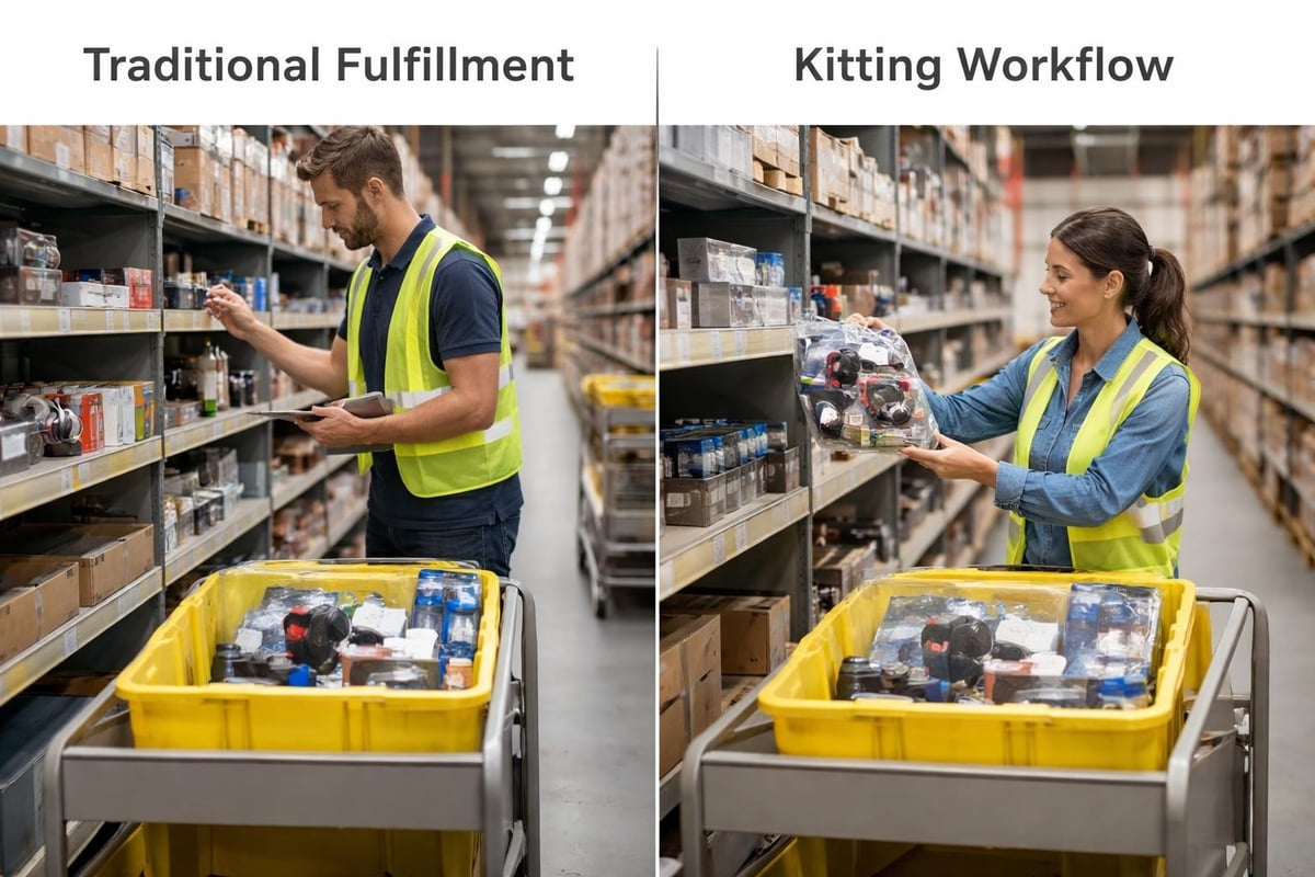 Kitting versus traditional fulfillment workflow