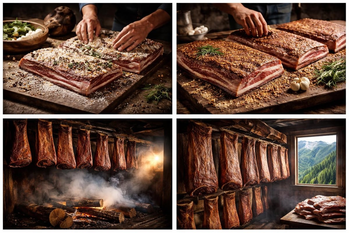 Traditional Austrian speck making process