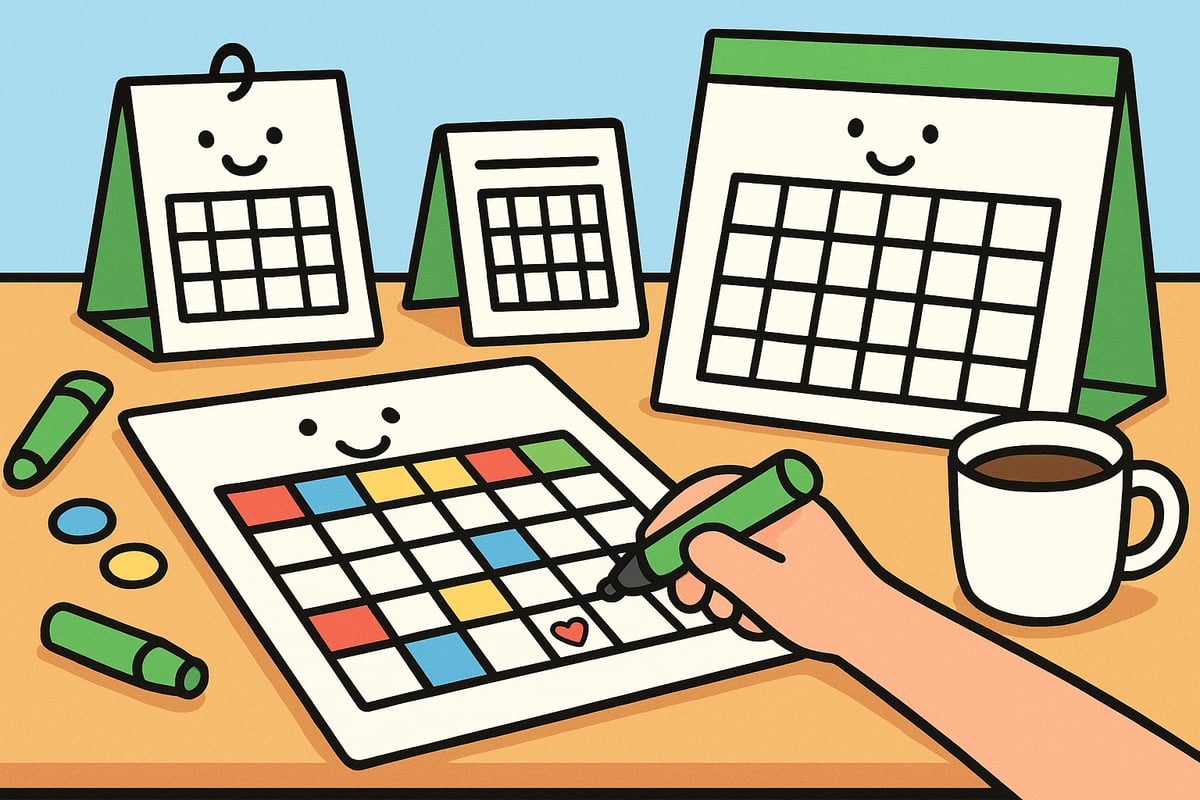 Verschillende soorten lege maandkalenders voor 2026