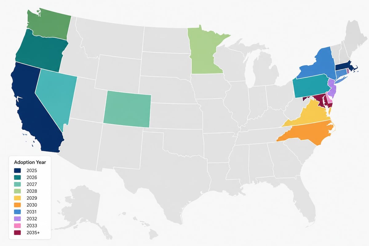 ZEV mandate state adoption map