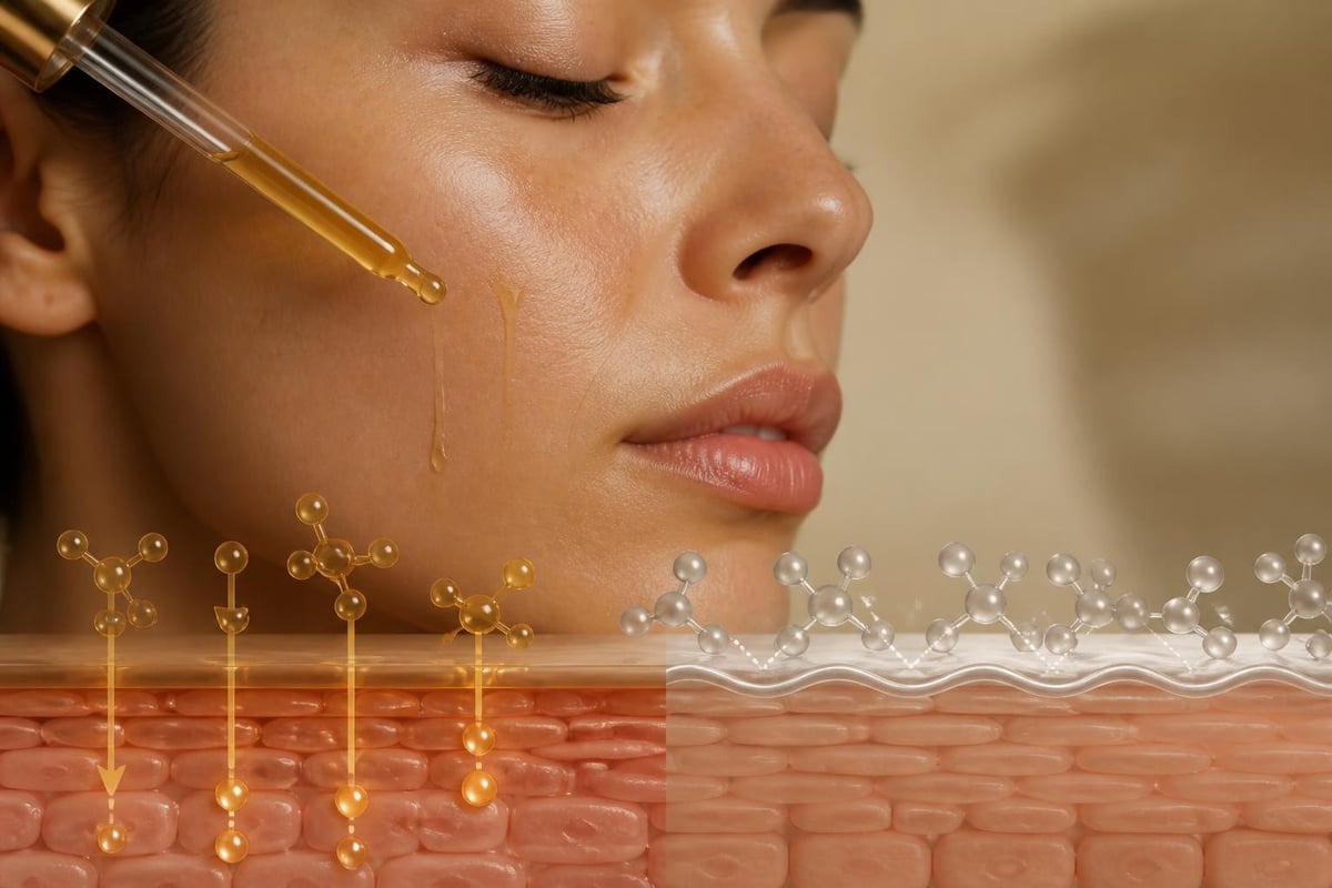 Facial oil molecular structure and skin absorption