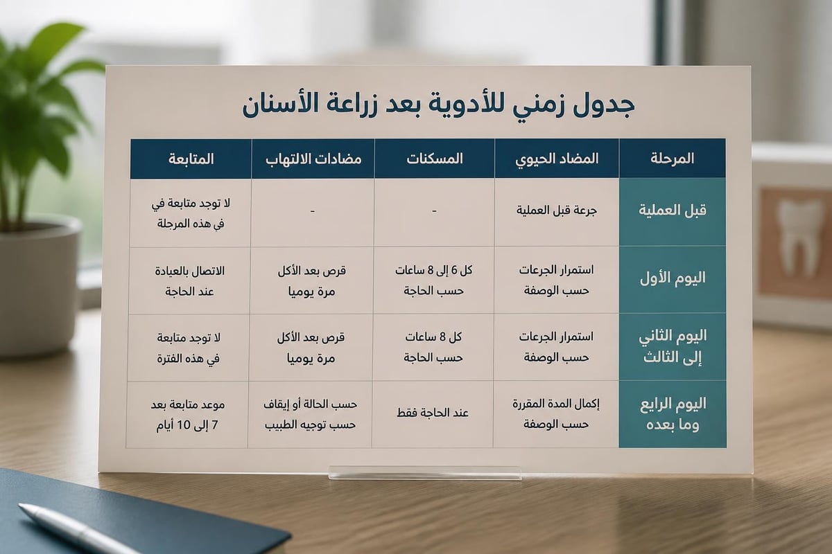 بروتوكول الأدوية بعد زراعة الأسنان