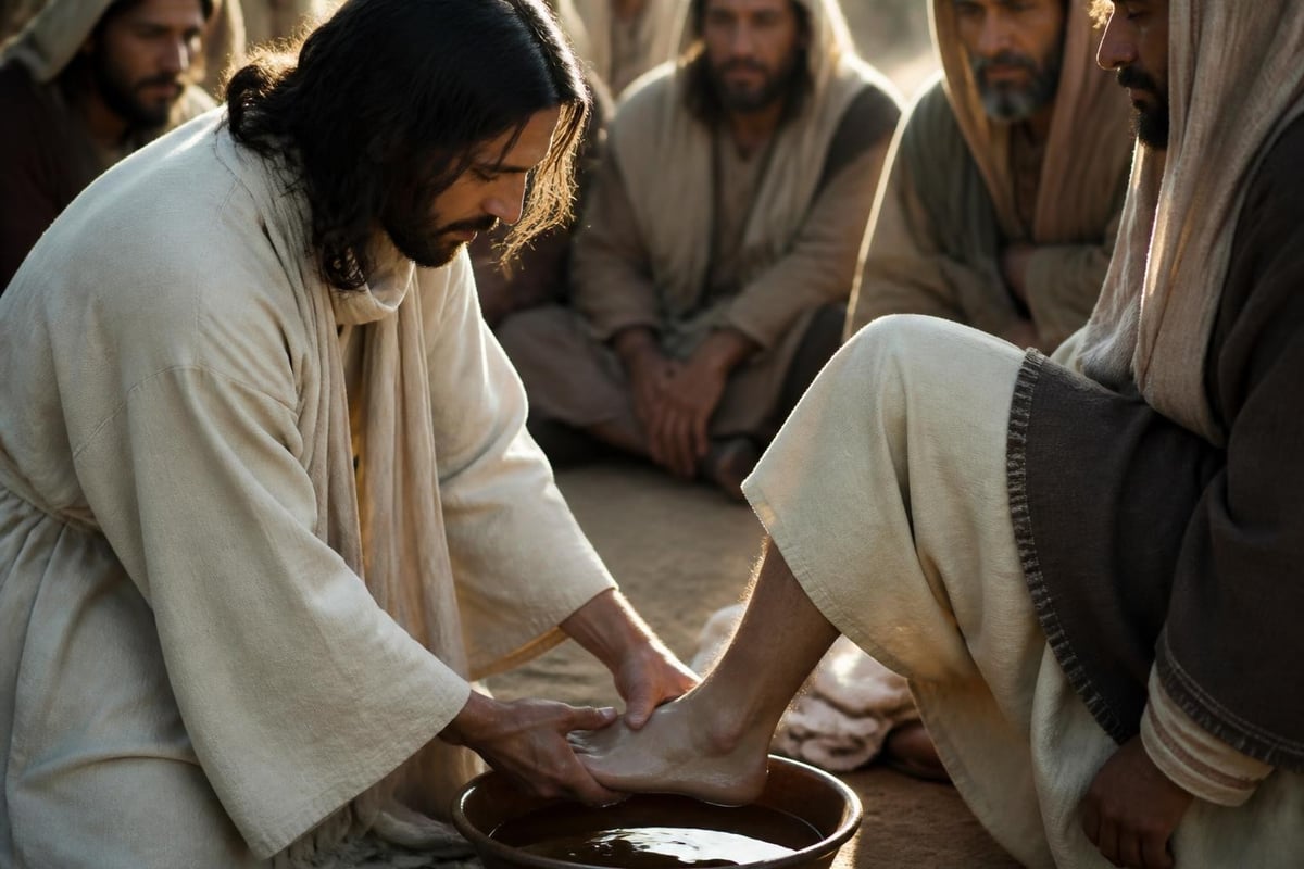 Christ washing disciples' feet