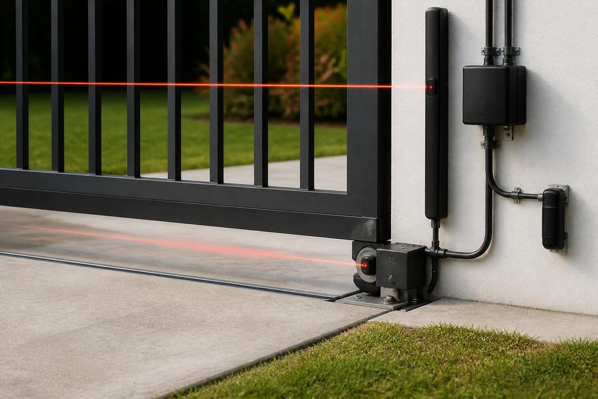 Electric gate safety sensor configuration