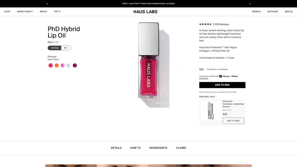 9 Must-Try Best Lip Oil Stain Picks for Radiant Lips 2026 - Haus Labs PhD Hybrid Lip Oil