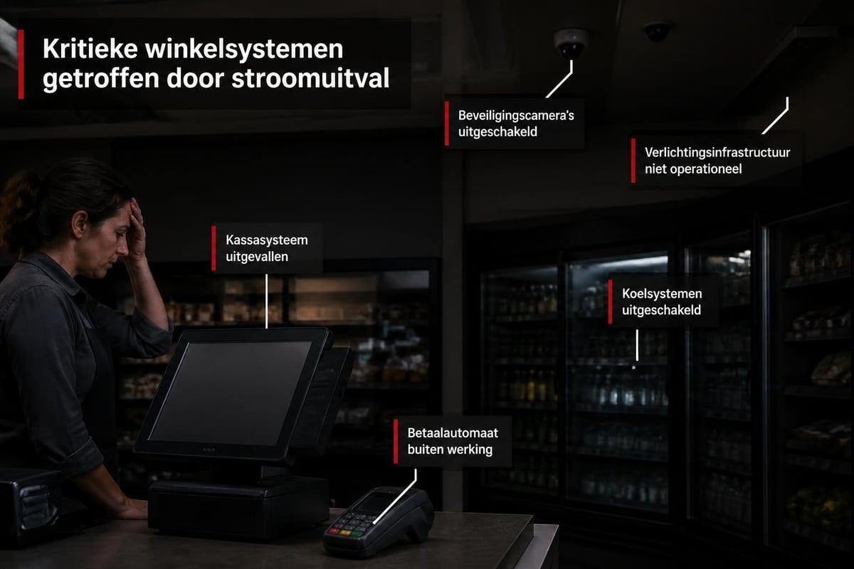 Winkel systemen stroomuitval