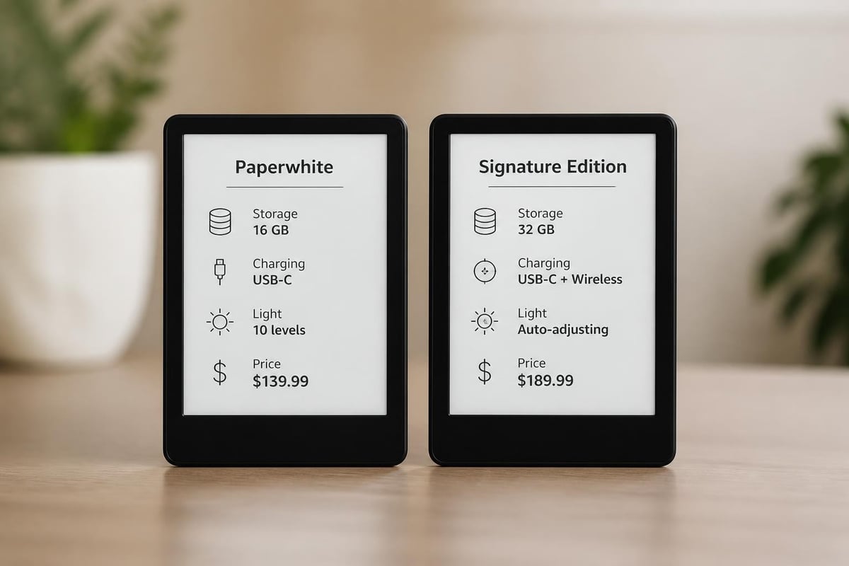 Kindle Paperwhite model comparison